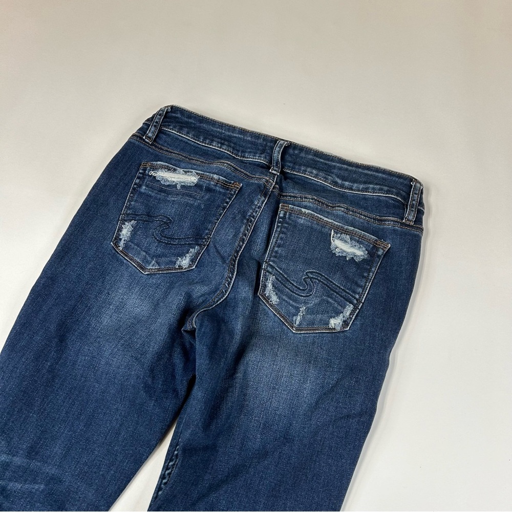 Silver Jeans Women’s Suki Skinny W29/L29 Dark Wash Distressed Blue Denim #1536 - Picture 3 of 14